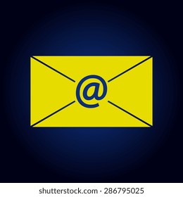 Yellow Vector Envelope Icon on a blue background