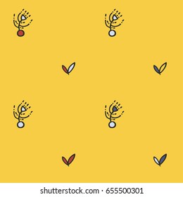 Yellow vector floral seamless pattern with abstract leaves and flowers. Bright repeating endless textile, fabric graphic design with ethnic floral motifs. Decorative background with nature elements.