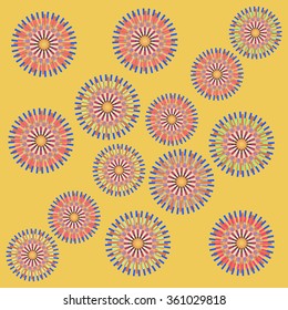 yellow Vector flower abstract ornaments embroidery. Can be used for wallpaper, damask fabric, pattern fills, web page background, surface textures