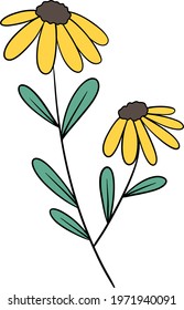 Yellow vector flower, beautiful floral illustration