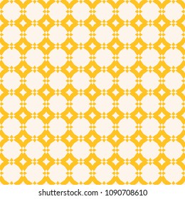 Yellow vector geometric pattern. Abstract seamless geometry background. Colorful texture with grid, lattice, rhombuses, diamond shapes, repeat tiles. Elegant repeat design for prints, decor, fabric