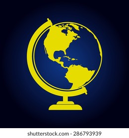Yellow Vector globe icons on a blue background