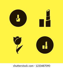 yellow vector icons set lipstick, tulip and nail polish