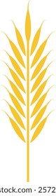 Yellow vector illustration featuring an ear of wheat, isolated against a white background, symbolizing agriculture, farming, healthy food, and various cereals