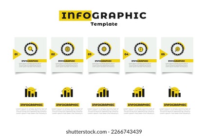 Plantilla infográfica de vector amarillo con 5 pasos