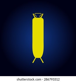 Yellow Vector ironing board  on a blue background