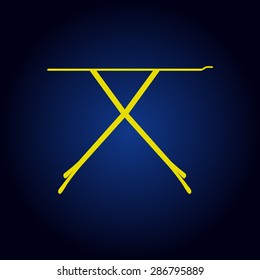 Yellow Vector ironing board on a blue background