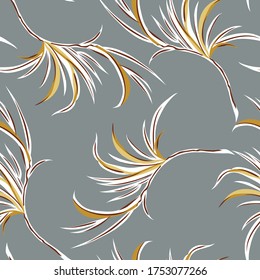 yellow vector leaf pattern on grey background