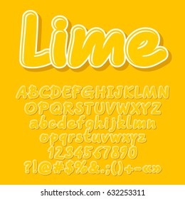Yellow vector letters, numbers, symbols, Font contains graphic style.