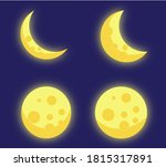 Yellow vector moon phase with blue darker background 
