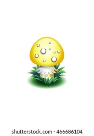 yellow vector mushroom isolated on transparent background