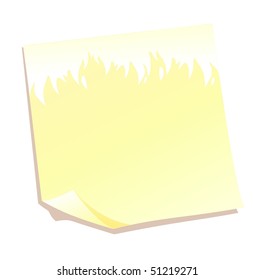 yellow vector notes icon with fire