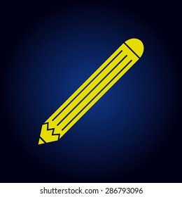 Yellow Vector Pencil Icon on a blue background