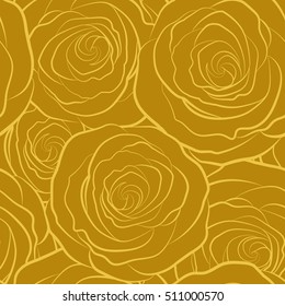 Yellow vector roses petals. Monochrome silhouette.