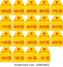 Yellow vector Sale tags with red text