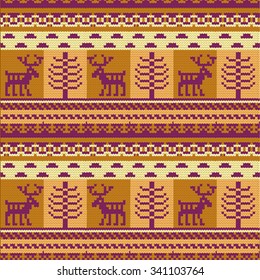 yellow vector scandinavian knitted pattern