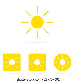 Yellow vector set of sun symbol icons