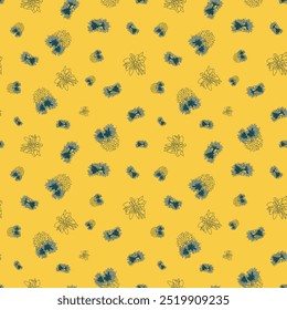 Yellow vector with small green lily. Seamless repeating pattern tile background. Perfect for fabric, textile, scrapbooking, wrapping paper and wallpaper projects.
