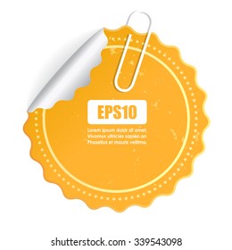 Yellow vector sticker isolated on white background