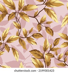 yellow vector stock leaf pattern on pink background