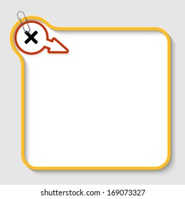 yellow vector text frame with ban mark and paper clip