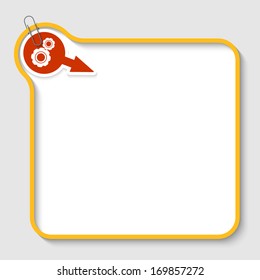 yellow vector text frame with cogwheels and paper clip