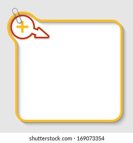 yellow vector text frame with plus sign and paper clip