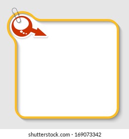 yellow vector text frame with speech bubble and paper clip