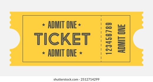 Yellow vector ticket. Isolated on a white background. Flat design.	
