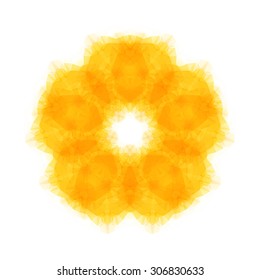Yellow vector triangle pattern background. Kaleidoscope flower mandala. Modern design template, vector illustration mosaic