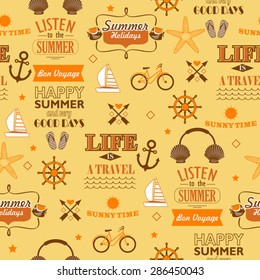 yellow vector vintage  summer holidays pattern 