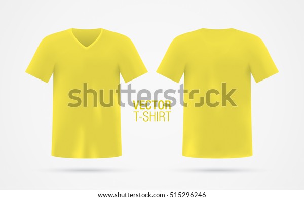 Download Yellow Vector Vneck Tshirt Template Mens Stock Vector Royalty Free 515296246 PSD Mockup Templates