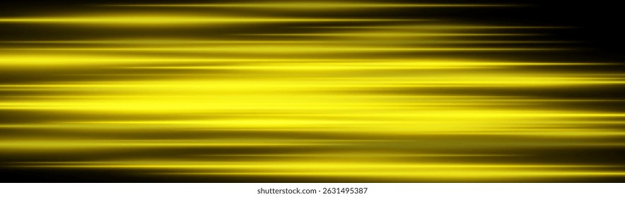 Yellow velocity blur. Horizontal streaks with neon glow and intense speed effect on dark background. Perfect for sci-fi, tech, motion, energy visuals, fast concept.