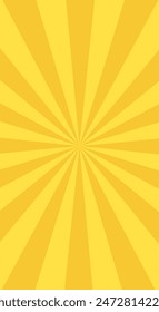 Yellow vertical banner with Sun rays, cellphone background, lines background, light