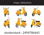 yellow vespa collection. Vector illustration.