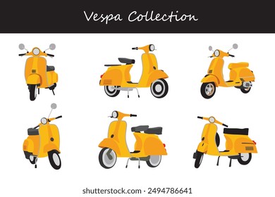 yellow vespa collection. Vector illustration.