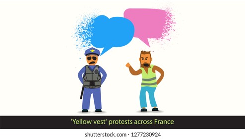 Yellow vest protests across France. local resident of Paris went to protest in front of the police