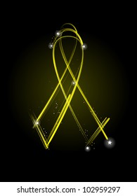 Yellow veteran's ribbon made of light streaks