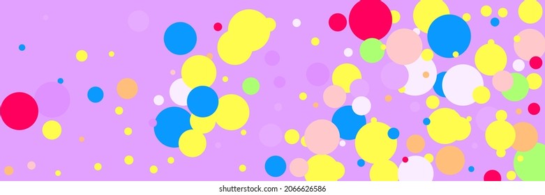 Yellow Vibrant Dark Beige Circles Background. Purple Play Pink Violet Red Pattern. Bright Color Children Lavender Multicolor Green Background. Rainbow Light Kids Pastel Vivid Blue Textile.