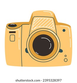 Yellow Vintage Camera Device in a cute flat style