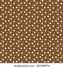  yellow vintage dandelions pattern with  brown background.