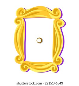 Yellow vintage frame with a peephole on a white background. Friends, television, series, Thanksgiving, tv. Vector stock illustration. - Shutterstock ID 2215146543
