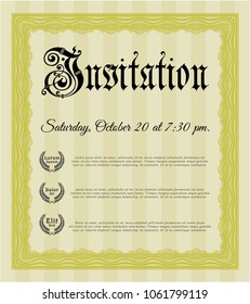  Yellow Vintage invitation. Artistry design. With complex linear background. Customizable, Easy to edit and change colors. 