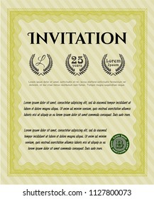 Yellow Vintage invitation. With background. Customizable, Easy to edit and change colors. Lovely design. 