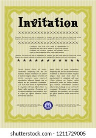 Yellow Vintage invitation. With background. Customizable, Easy to edit and change colors. Good design. 