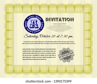 Yellow Vintage invitation. With background. Customizable, Easy to edit and change colors. Perfect design. 