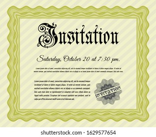 Yellow Vintage invitation. With background. Customizable, Easy to edit and change colors. Cordial design. 