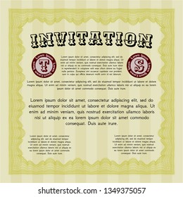 Yellow Vintage invitation. With background. Perfect design. Customizable, Easy to edit and change colors. 