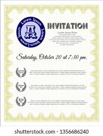 Yellow Vintage invitation. With background. Perfect design. Customizable, Easy to edit and change colors. 