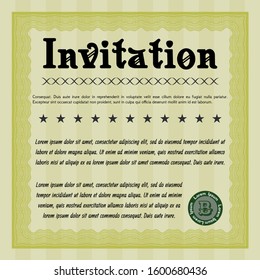Yellow Vintage invitation. With background. Sophisticated design. Customizable, Easy to edit and change colors. 